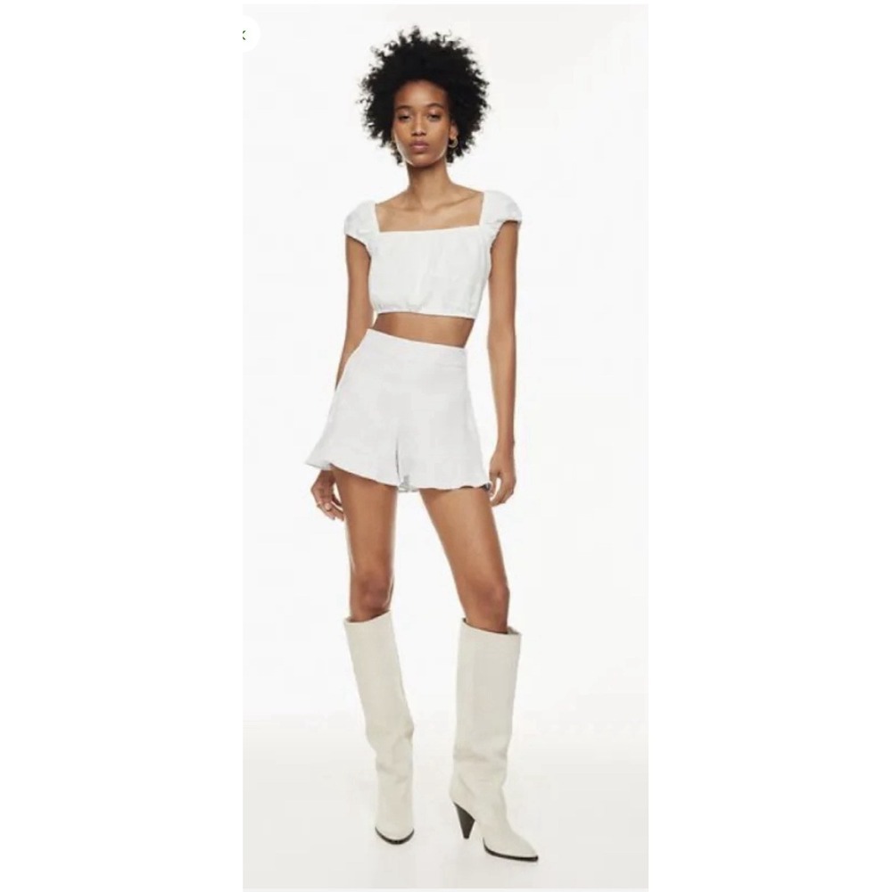 Aritzia Wilfred Arcadia Ruffled Linen‎ Short Sz 10 White NWT